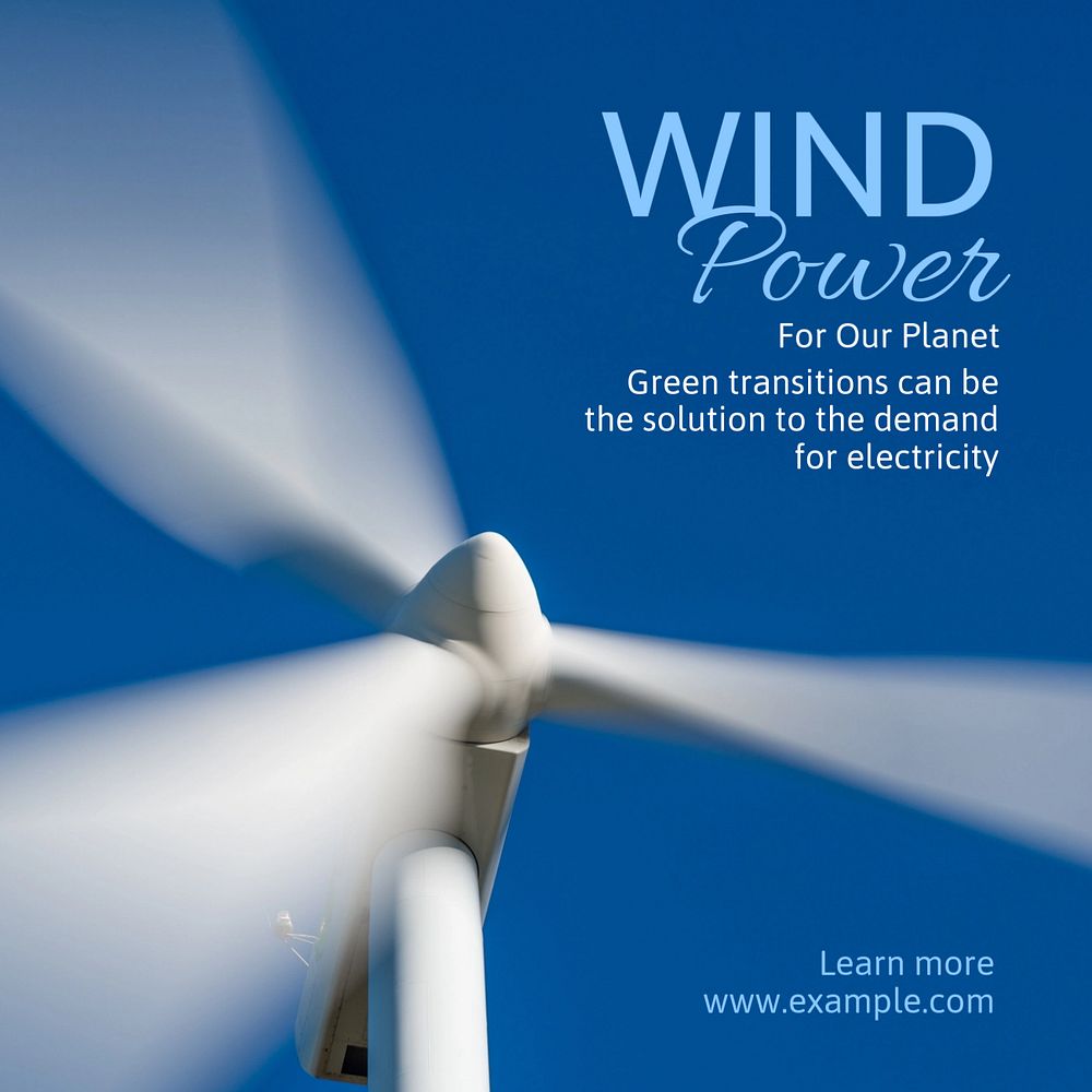 Wind power Instagram post template, editable text