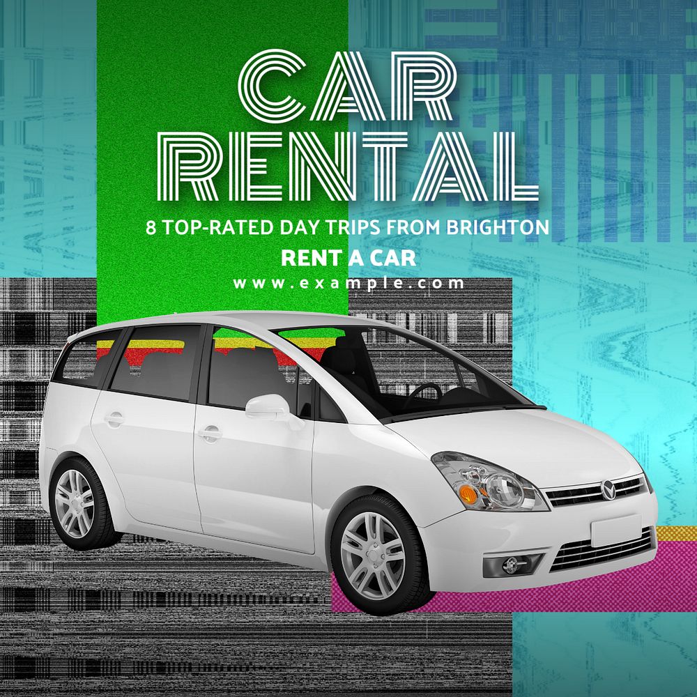 Car rental  Instagram post template, editable text