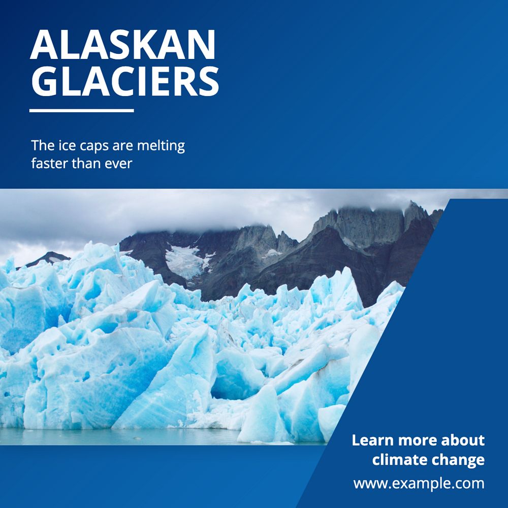 Alaskan glaciers Instagram post template, editable text