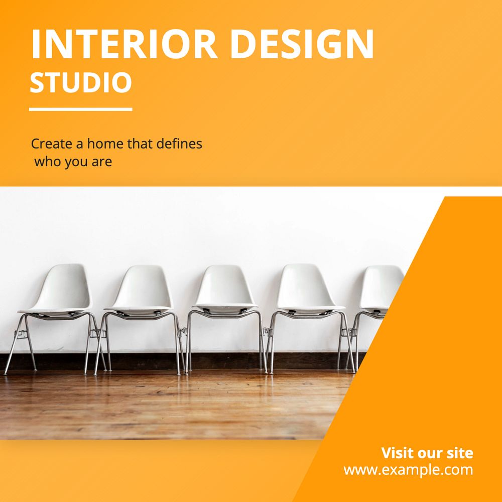 Interior design Instagram post template, editable text