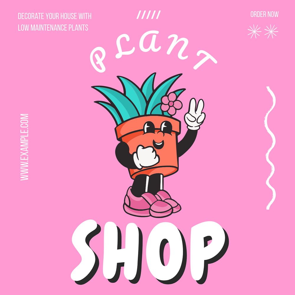 Plant shop Instagram post template, editable text