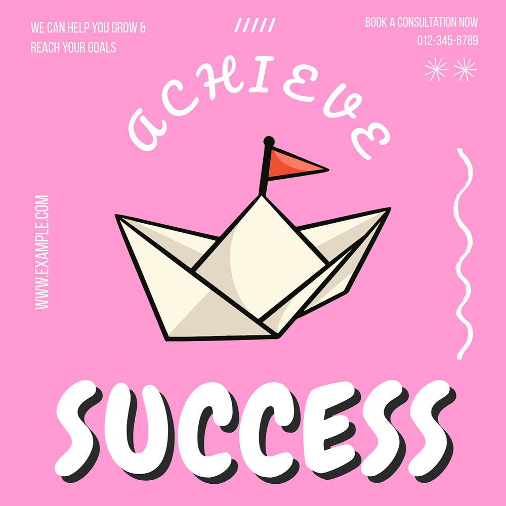 Achieve success Instagram post template, editable text