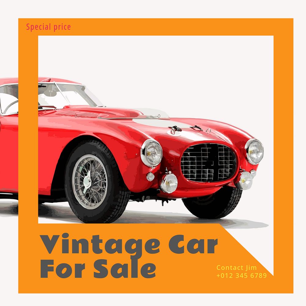 Vintage car sale Instagram post template, editable design