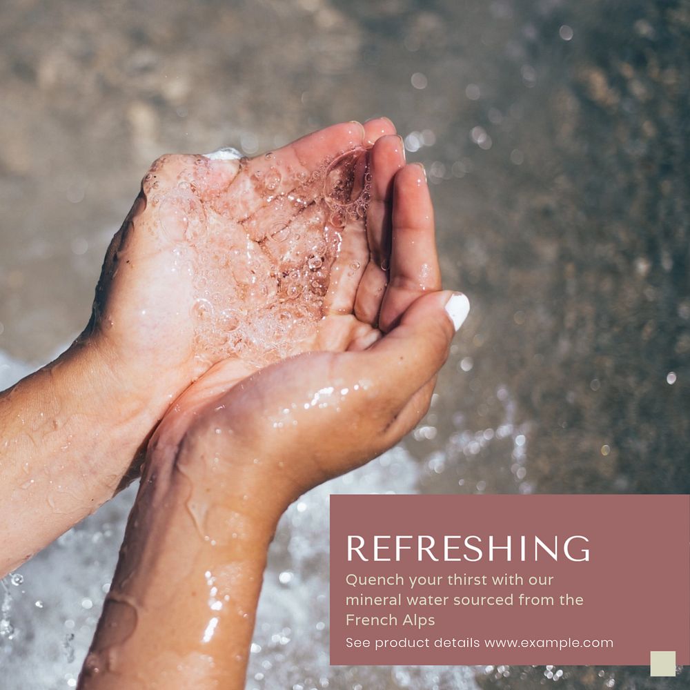 Refreshing water  Instagram post template, editable text