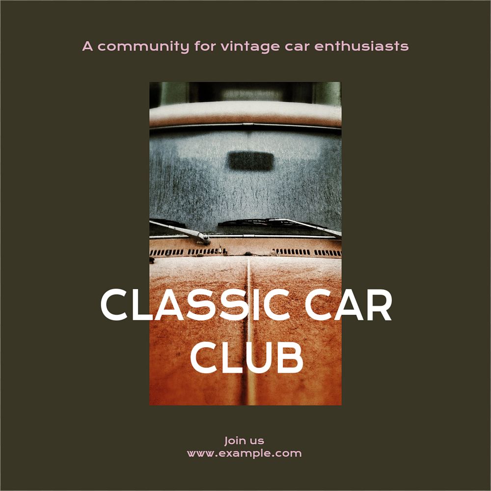 Car club Instagram post template, editable design