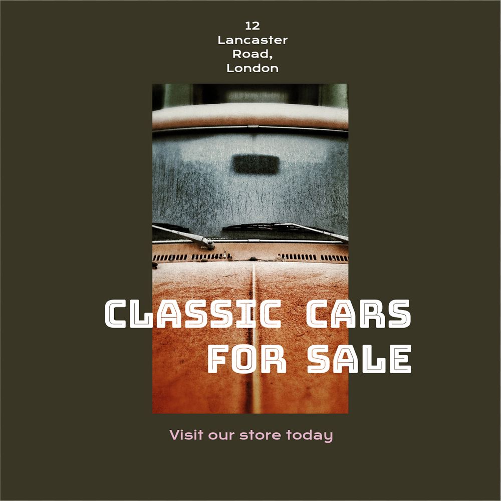 Classic car sale Instagram post template, editable design