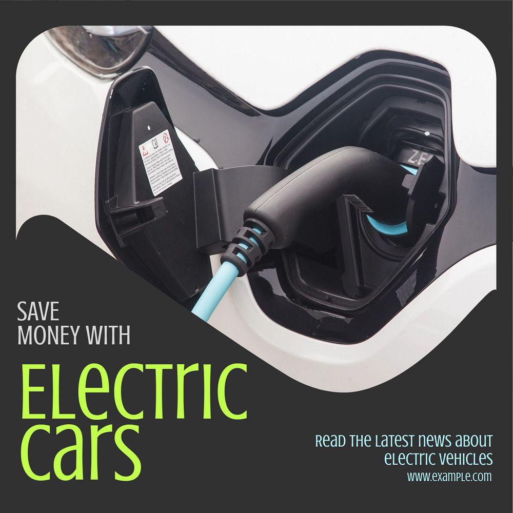 Electric cars, EV Instagram post template, editable design