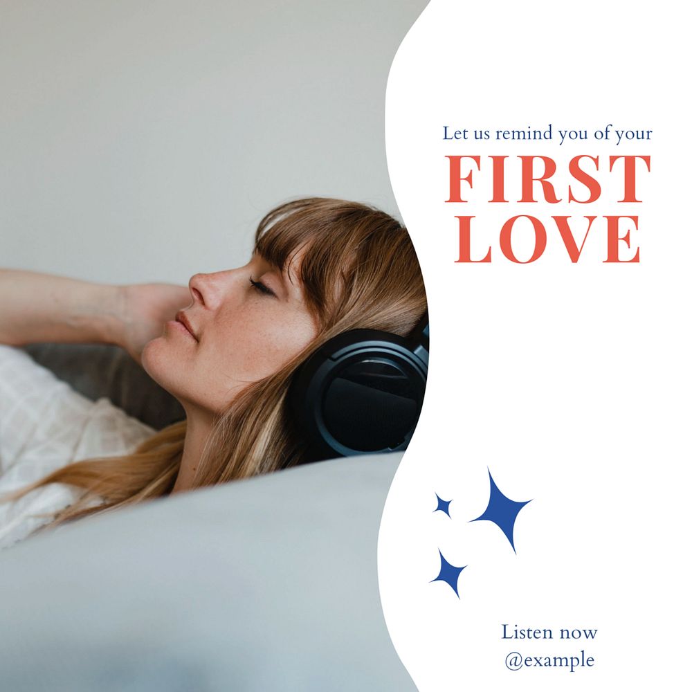 Love songs Instagram post template, editable text