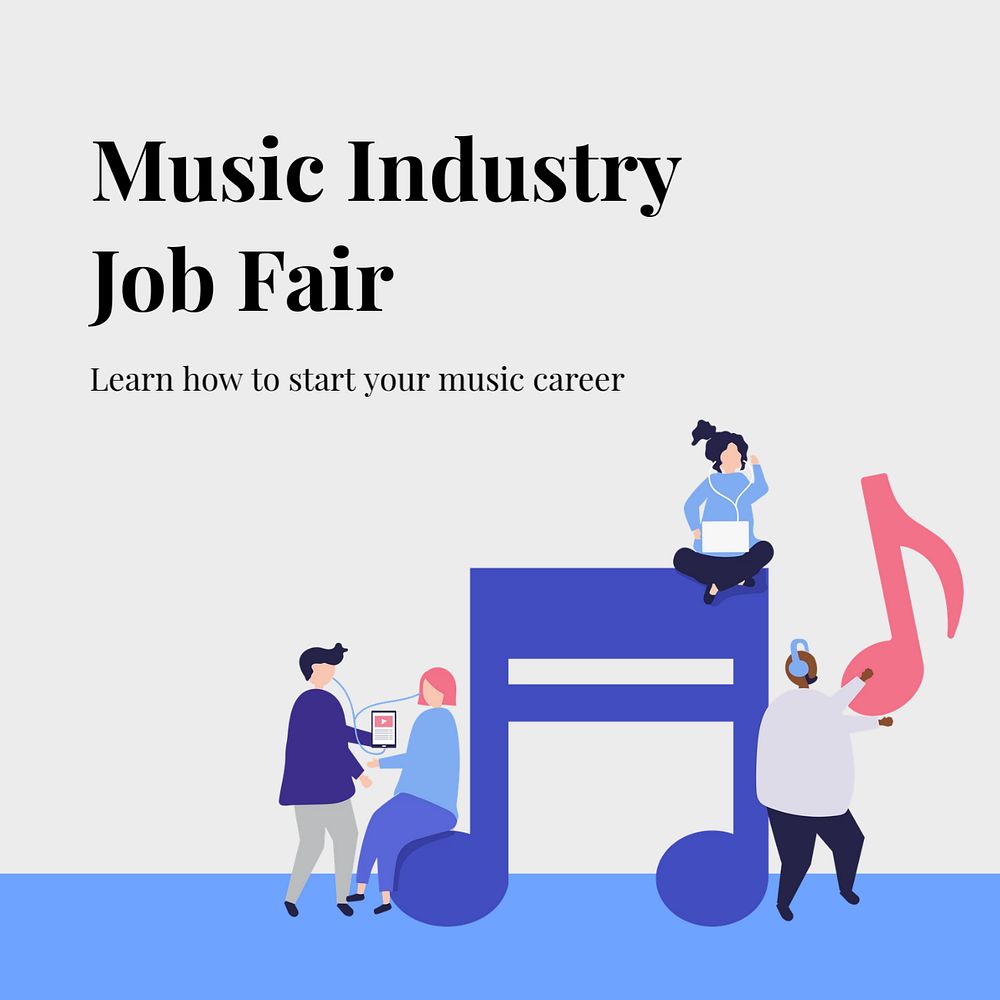 Music job fair Instagram post template, editable text