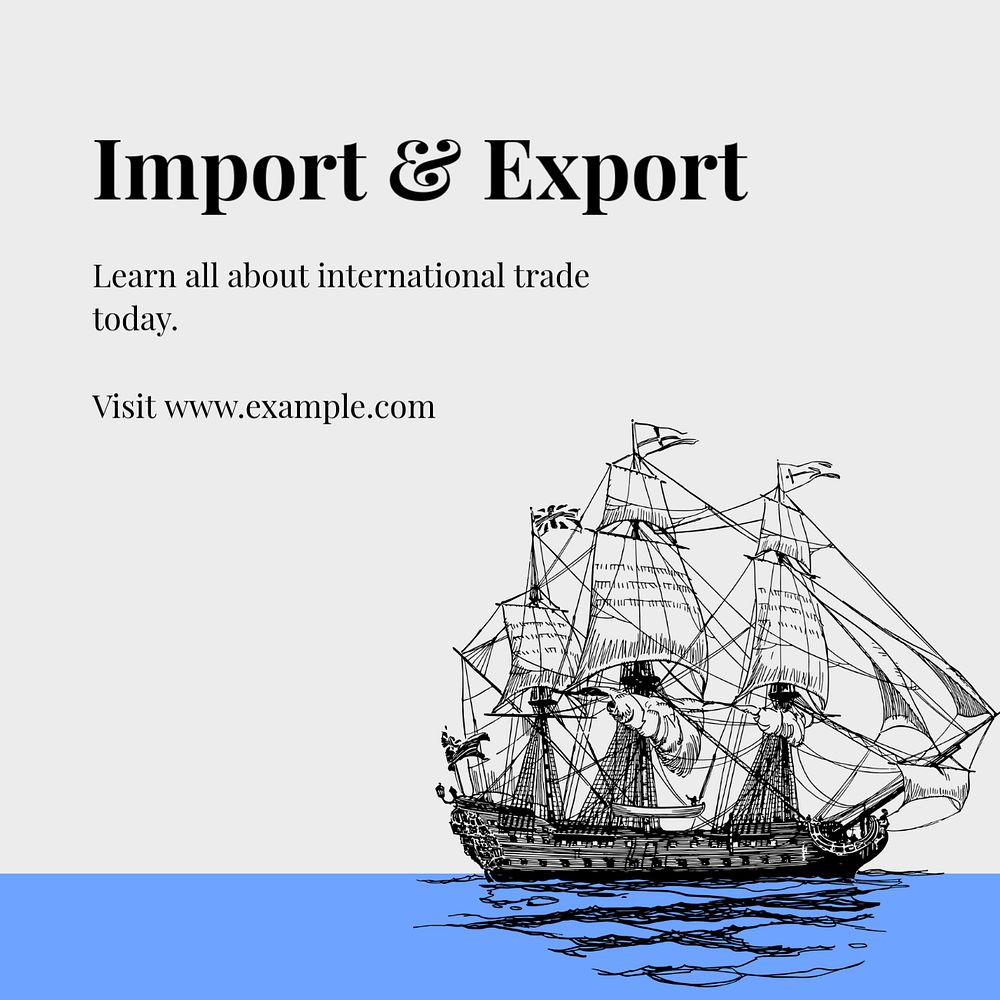 Import & export trade Instagram post template, editable text