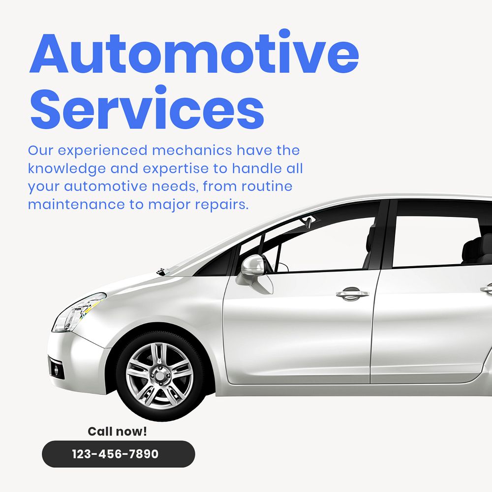 Auto services Instagram post template, editable text