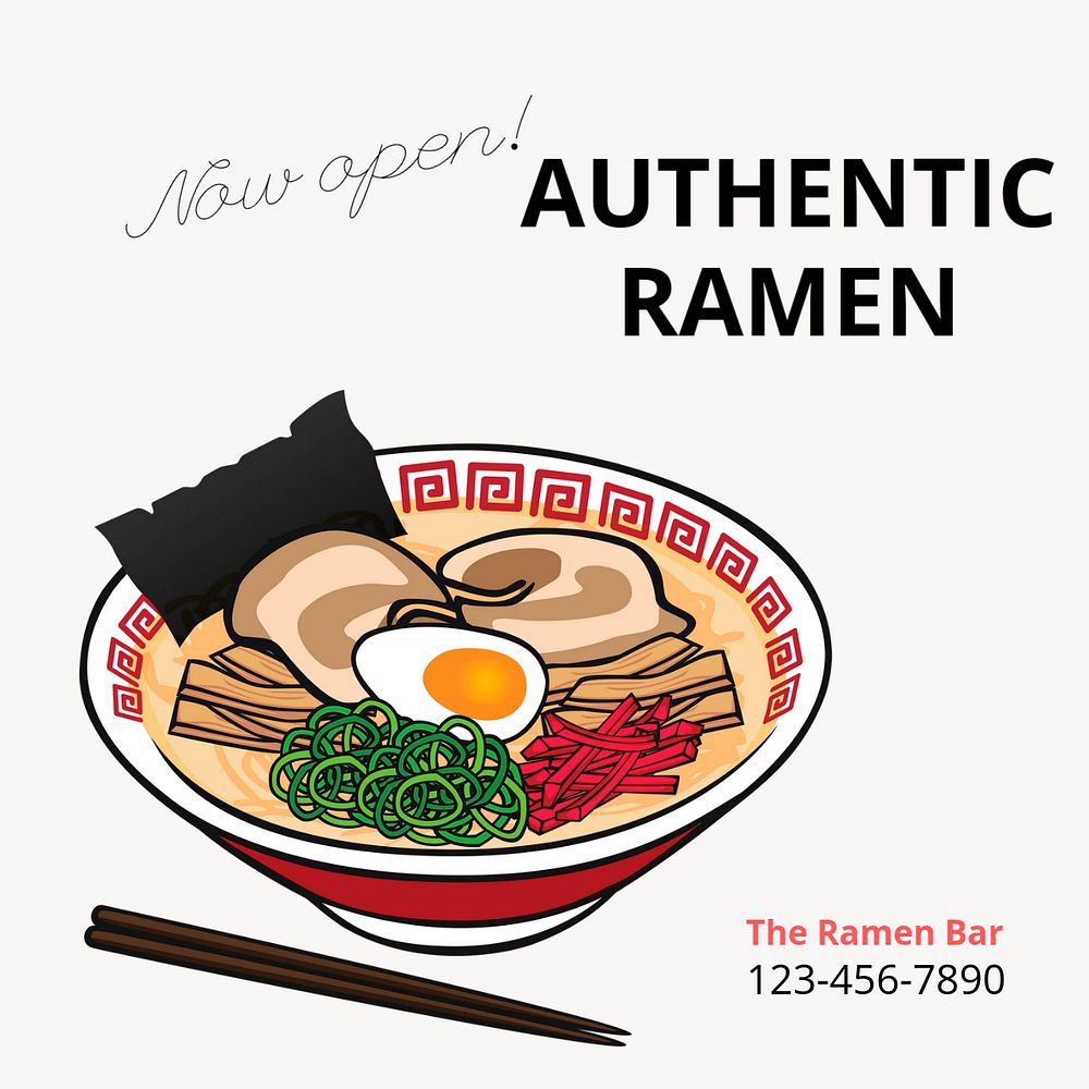 Japanese restaurant Instagram post template, editable text