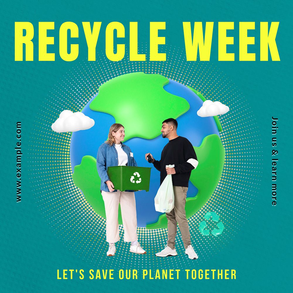 Recycle week Instagram post template, editable text