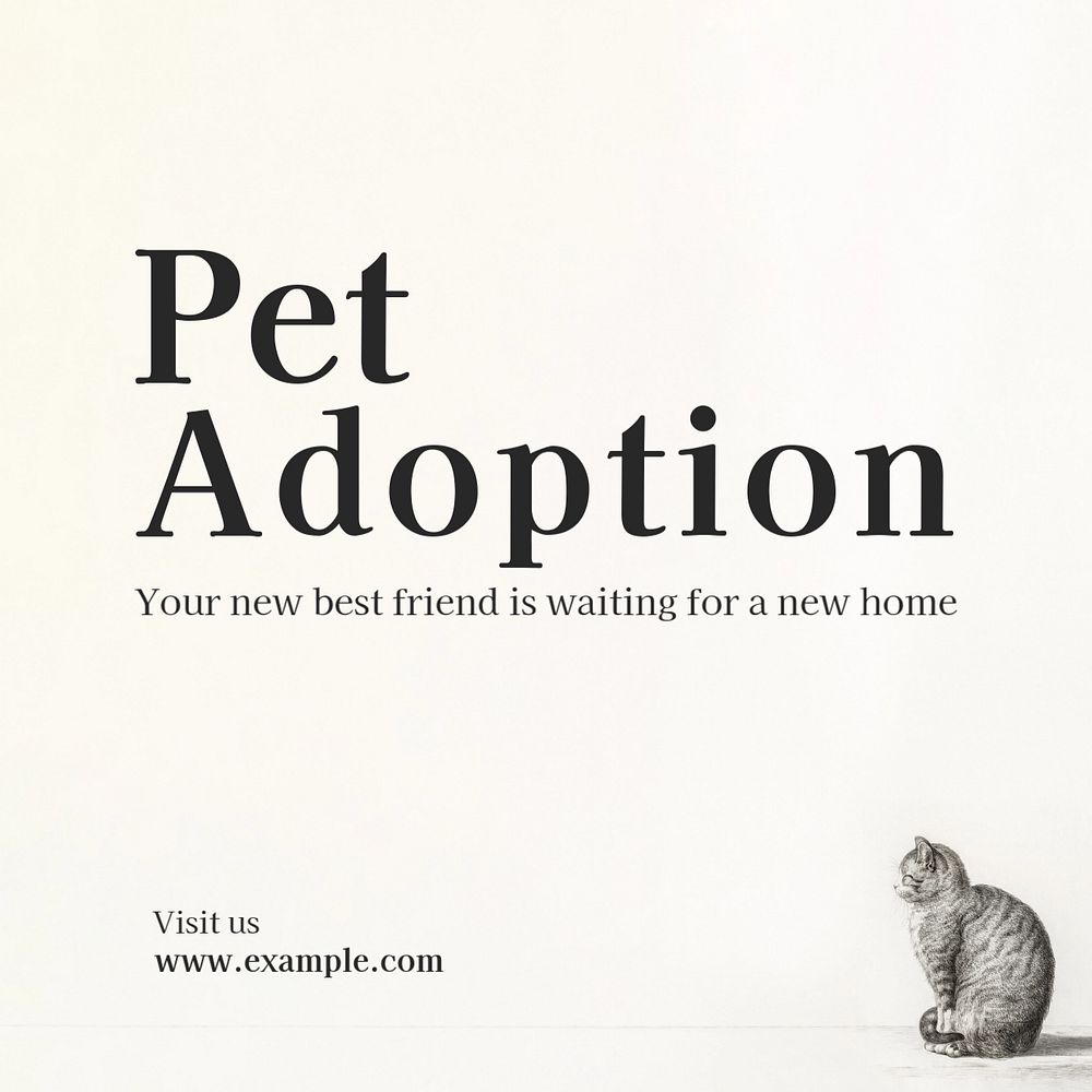 Pet adoption Instagram post template, editable text