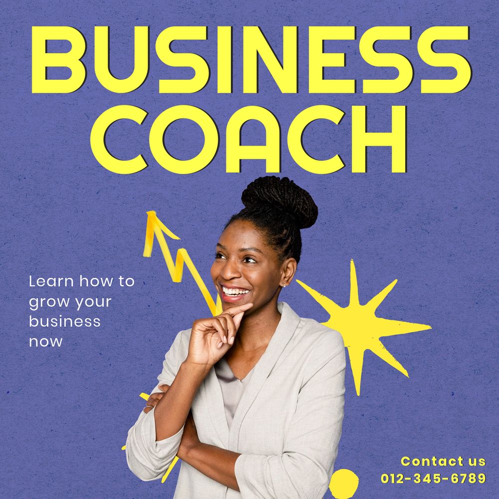 Business coach Instagram post template, editable text