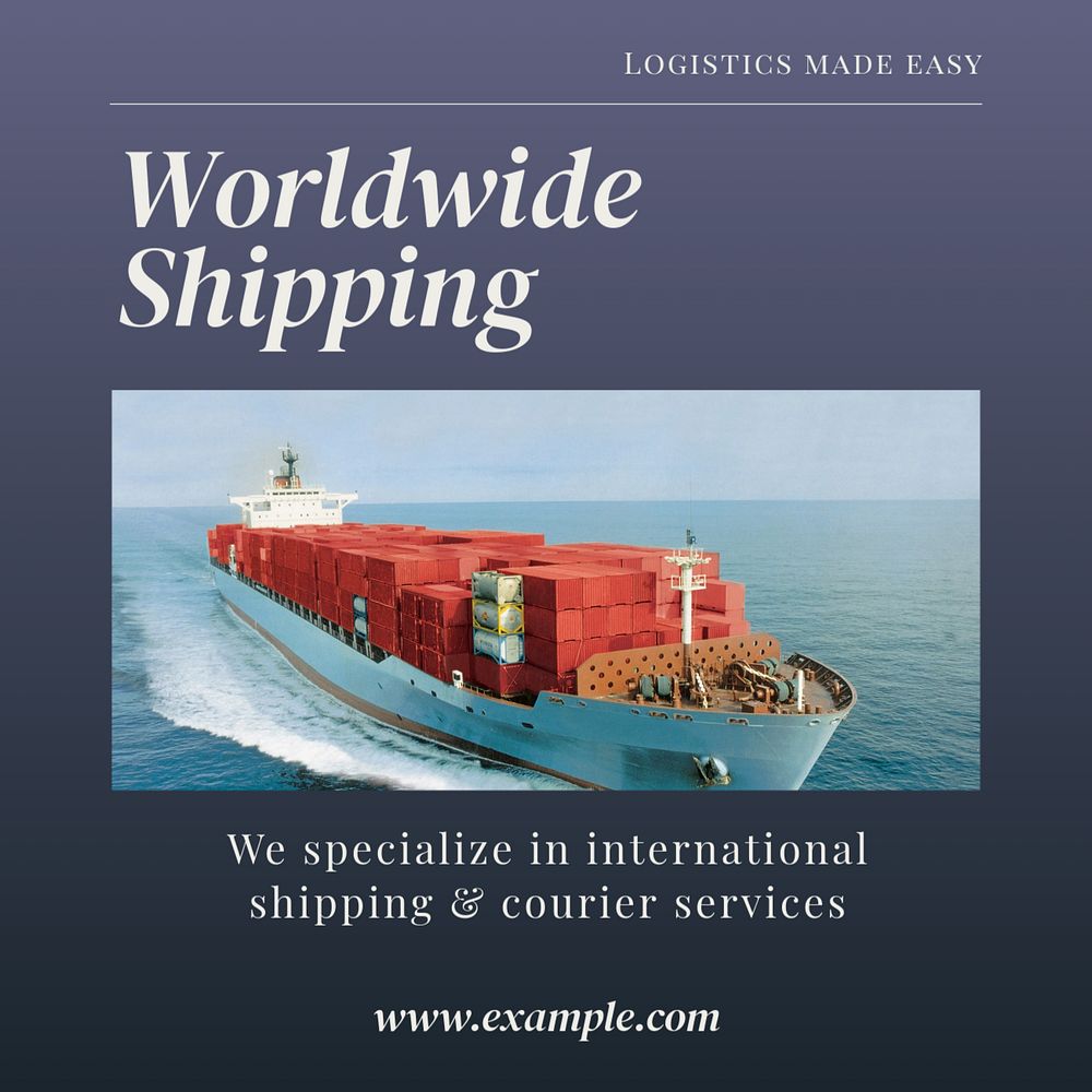 Worldwide shipping Instagram post template, editable text