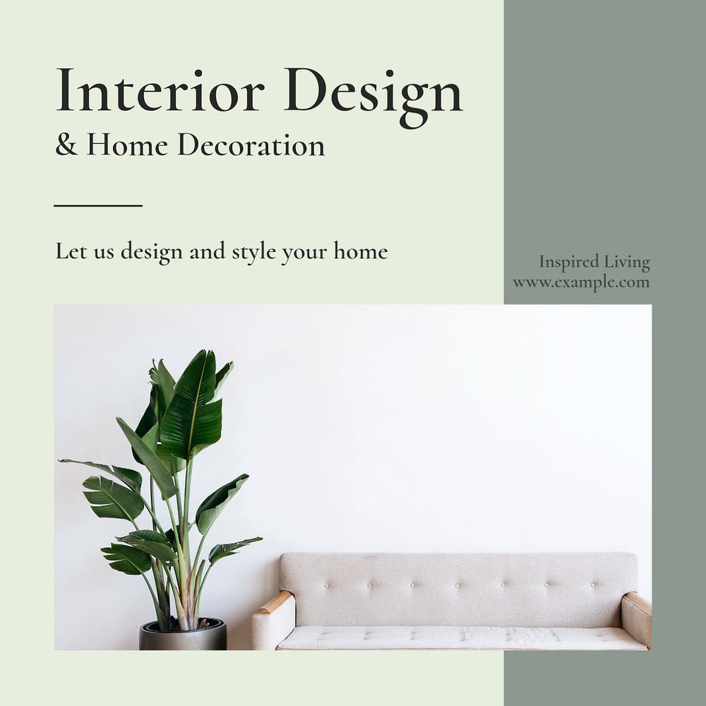 Interior design  Instagram post template, editable text