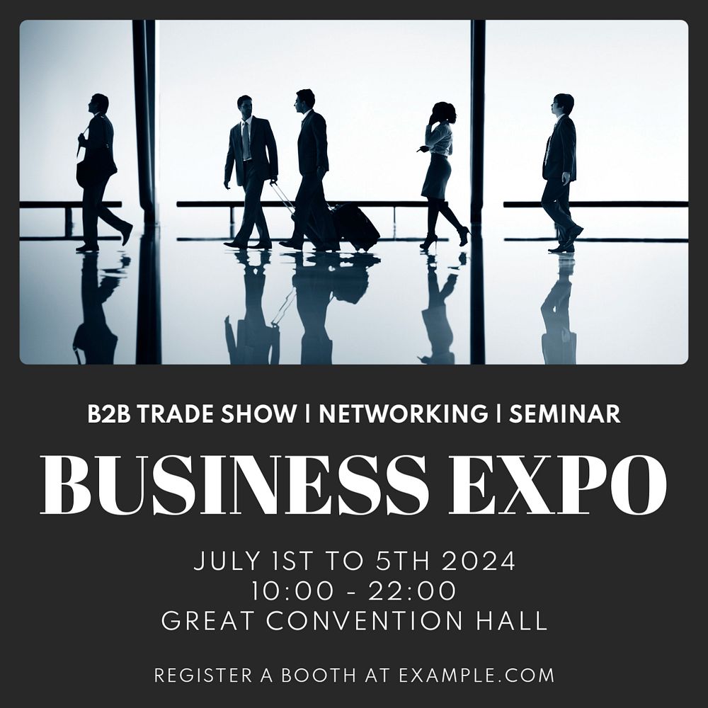 Business expo event  Instagram post template, editable text