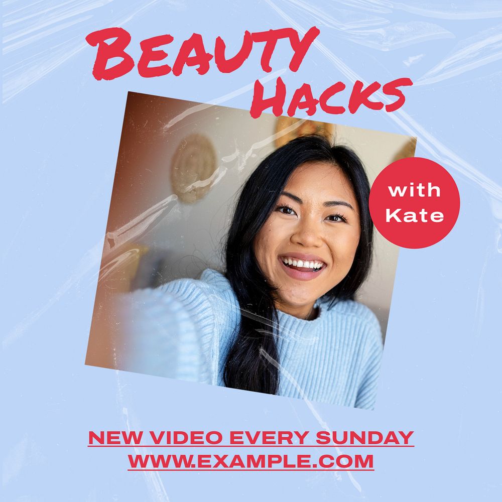 Beauty hacks  Instagram post template, editable text