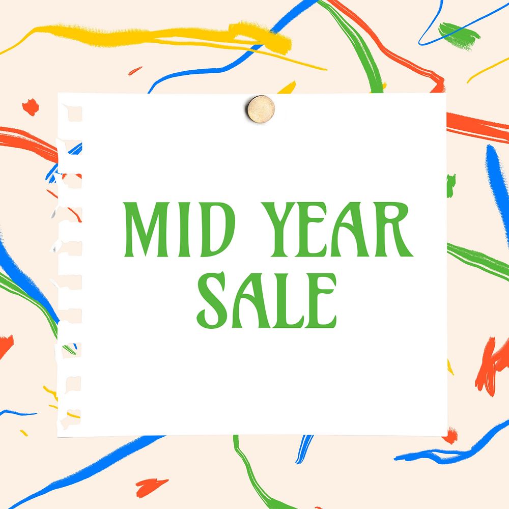 Mid year sale Instagram post template, editable text