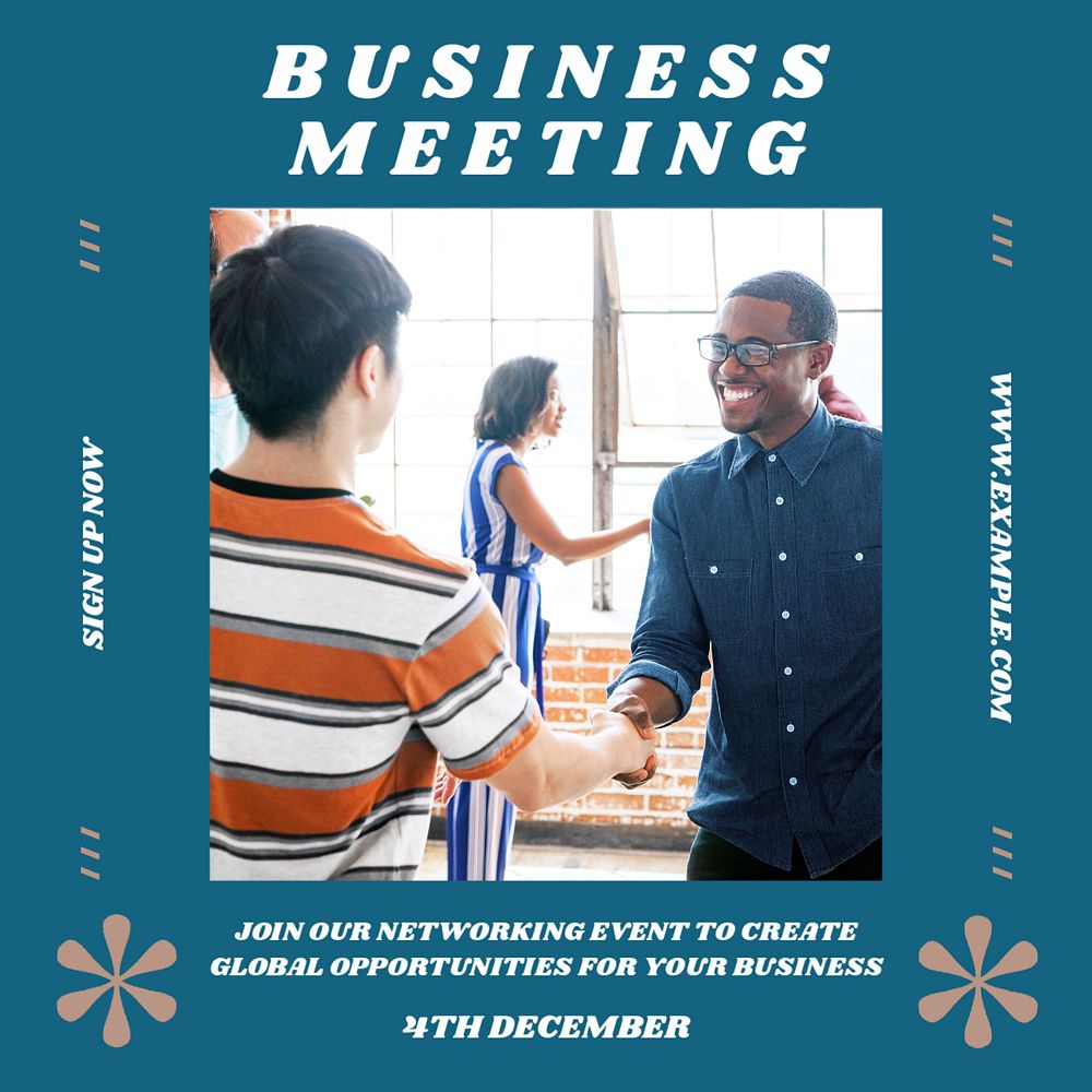 Business meeting  Instagram post template, editable text