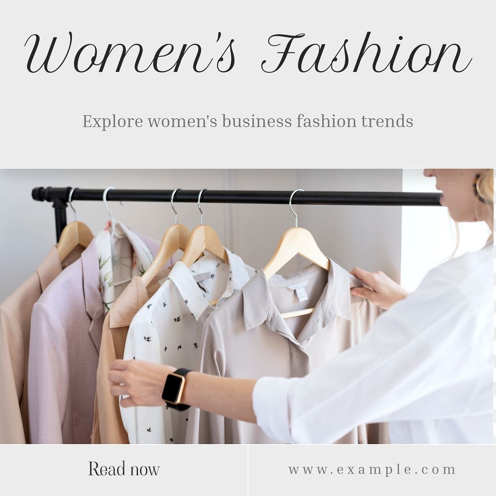 Women's business fashion Instagram post template, editable text