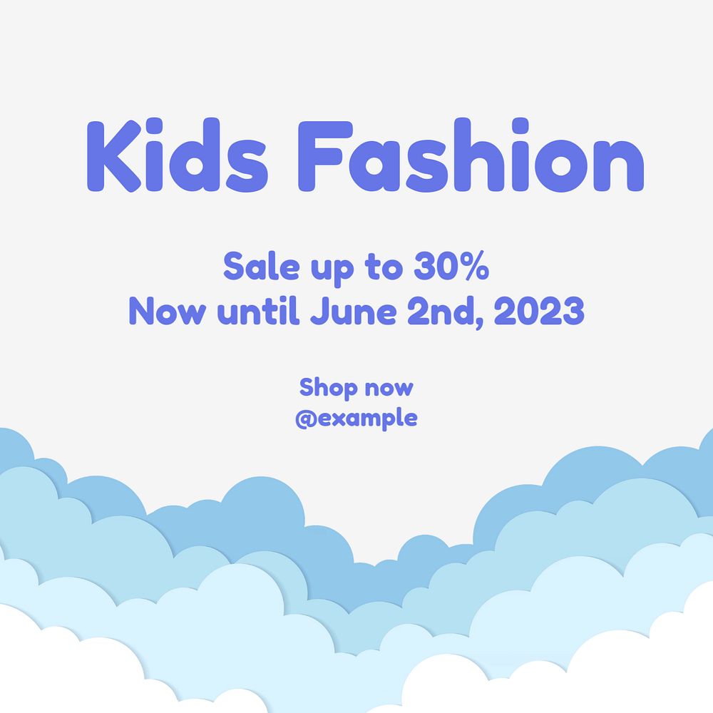 Kids fashion Instagram post template, editable text