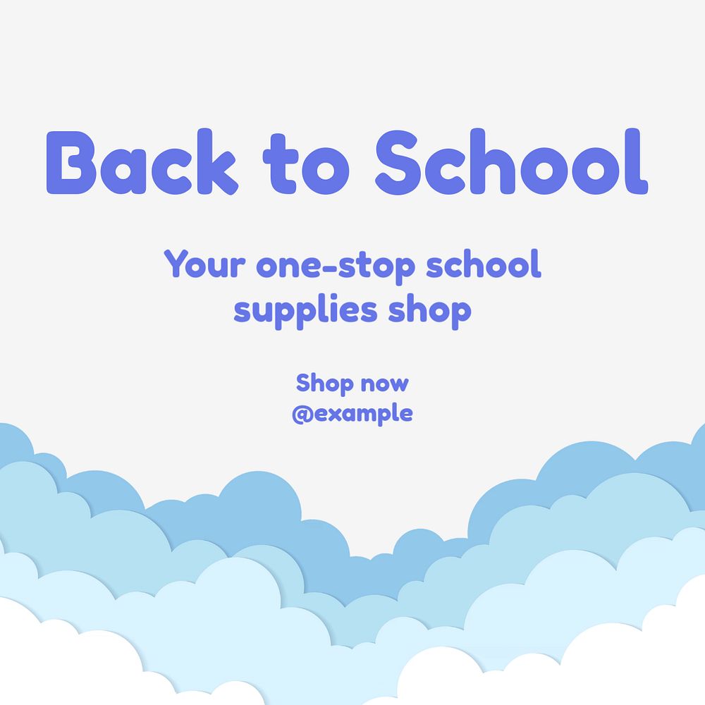 Back to school Instagram post template, editable text