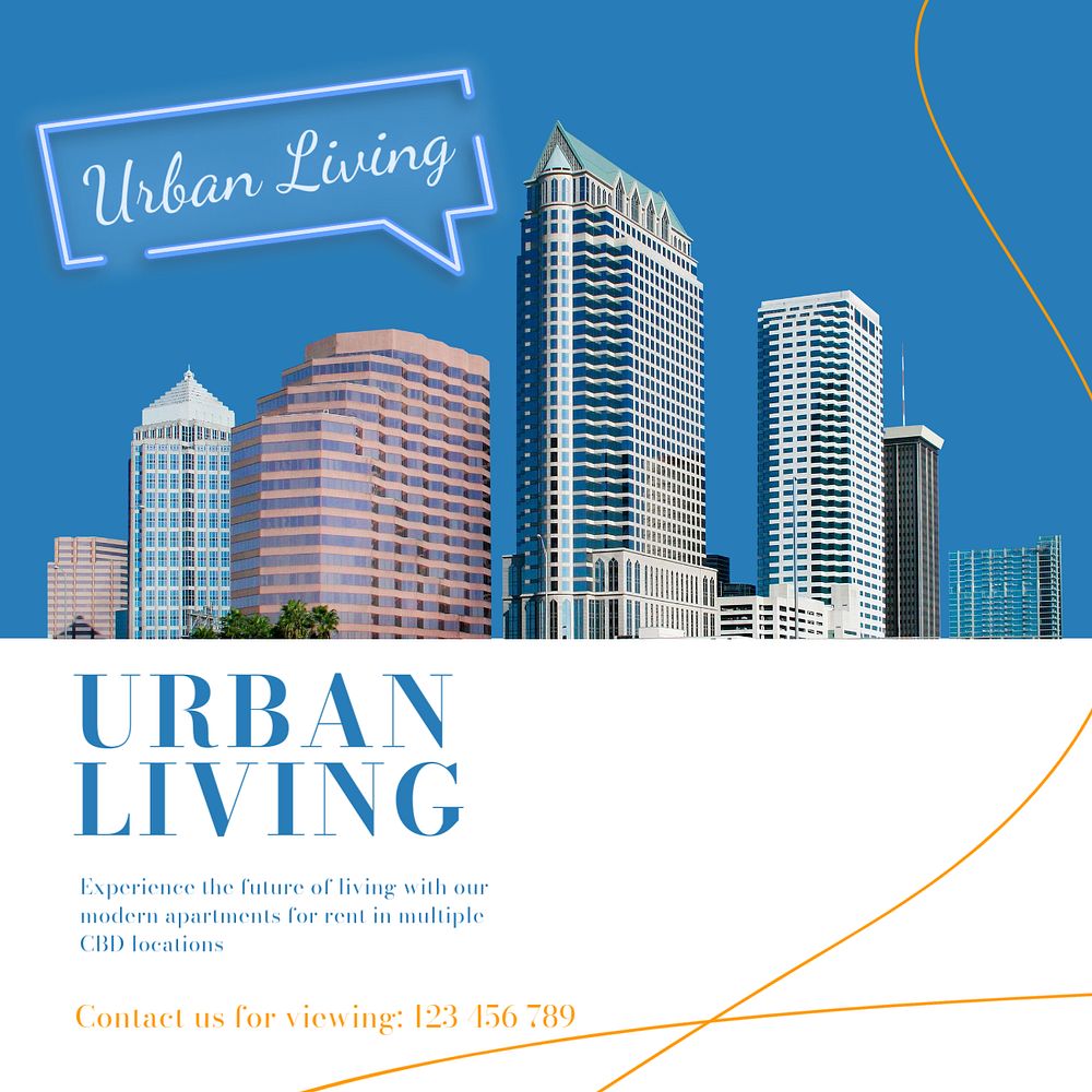 urban living   Instagram post template, editable text