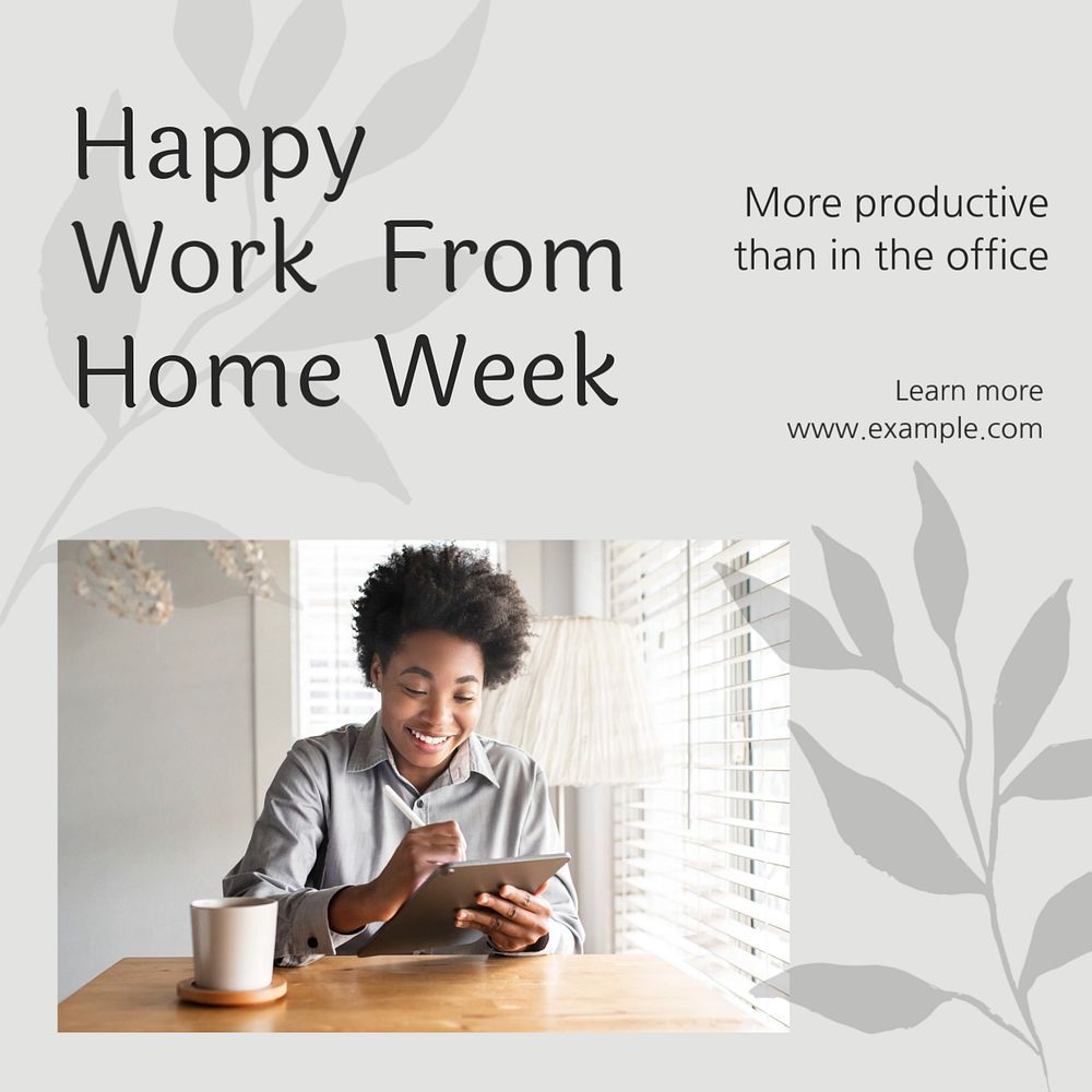 Work from home  Instagram post template, editable text