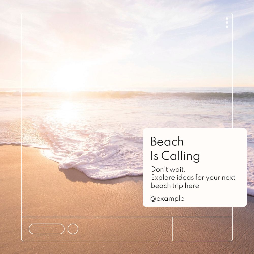 Beach is calling Instagram post template, editable text