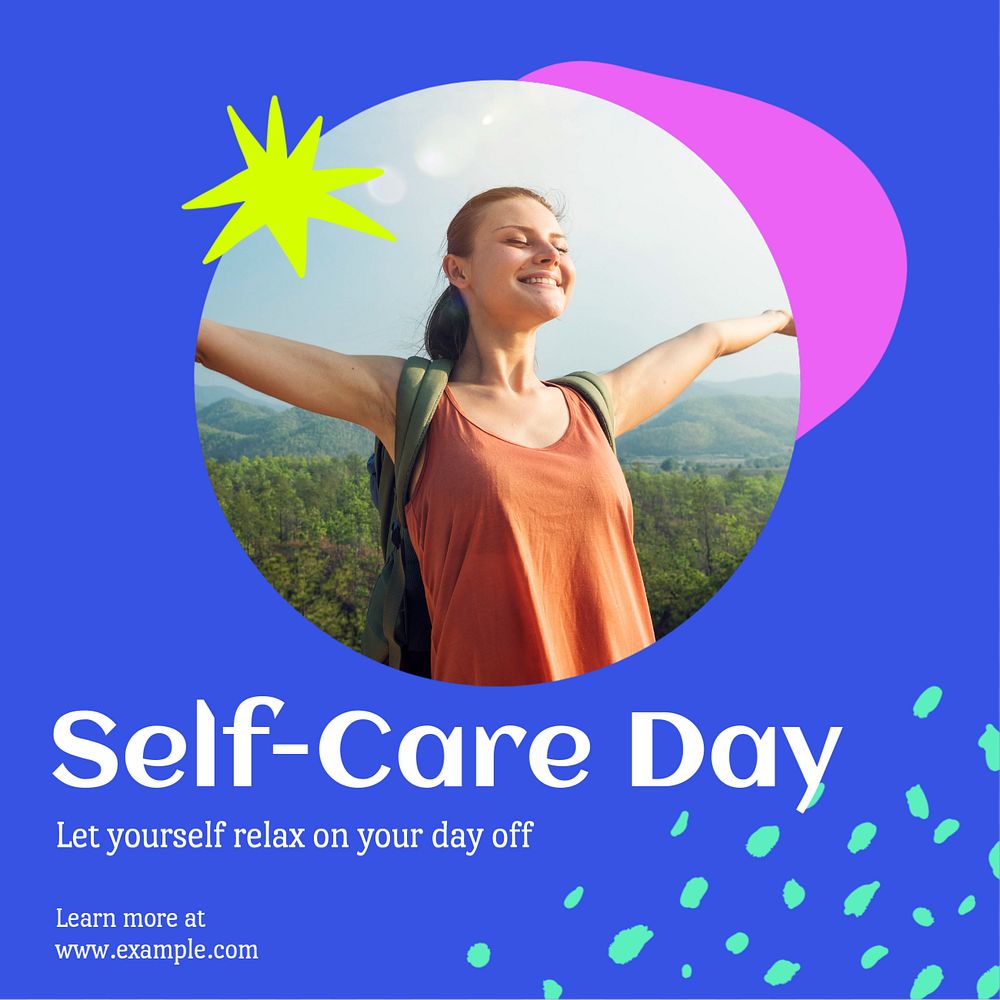 Self-care day  Instagram post template, editable text