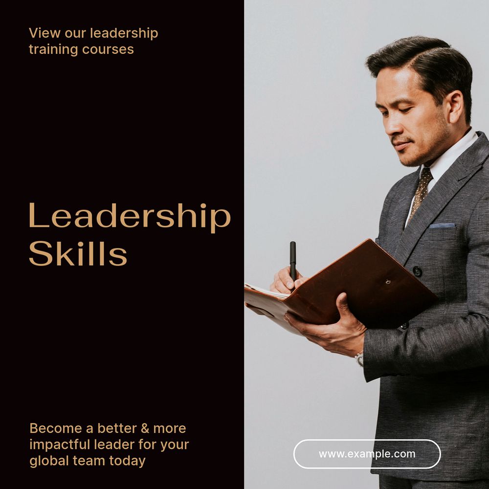 Leadership training  Instagram post template, editable text