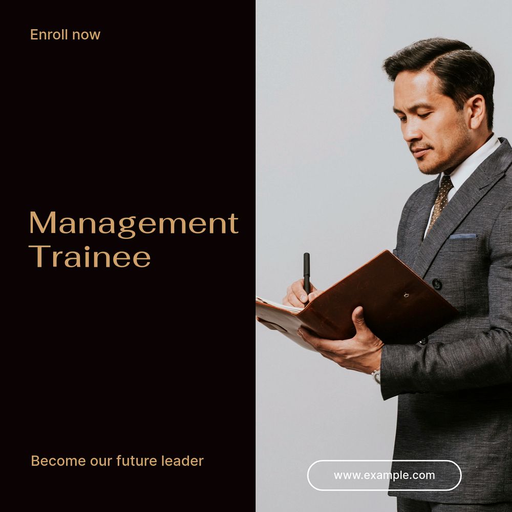 Management trainee  Instagram post template, editable text