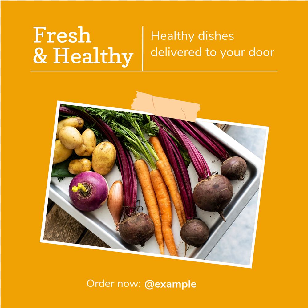 Fresh & healthy food Instagram post template, editable text