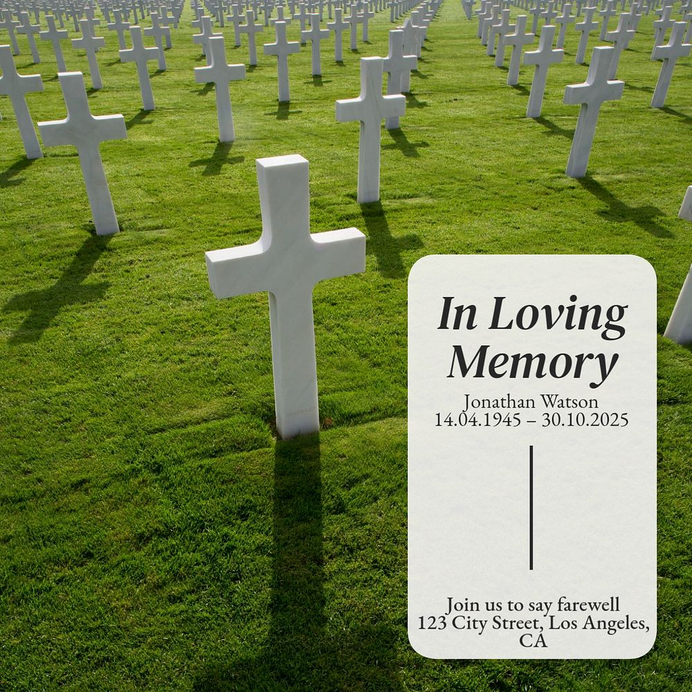 In loving memory Instagram post template, editable text