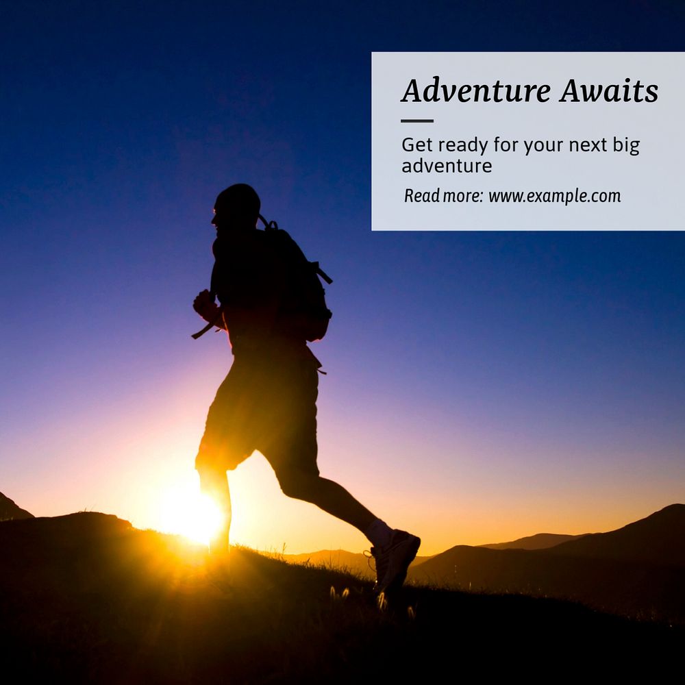 Adventure Awaits  Instagram post template, editable text