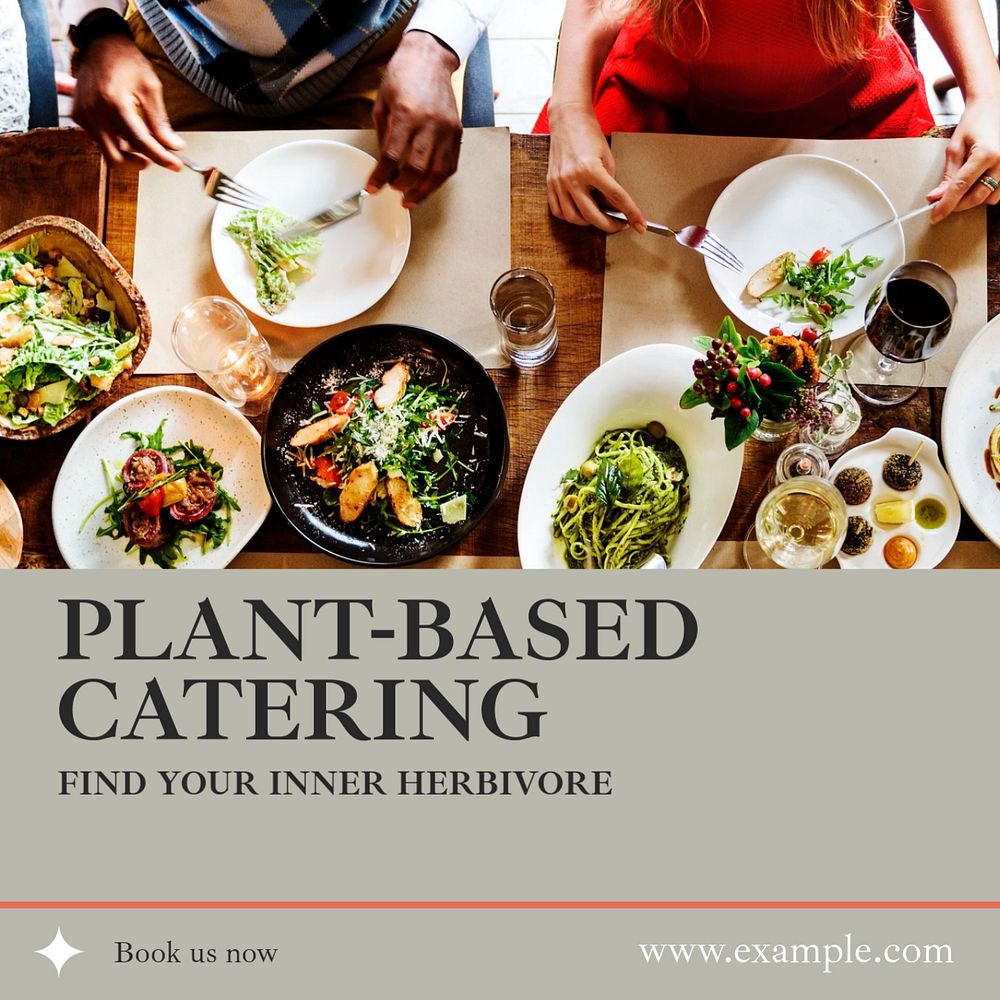 Plant-based catering  Instagram post template, editable text