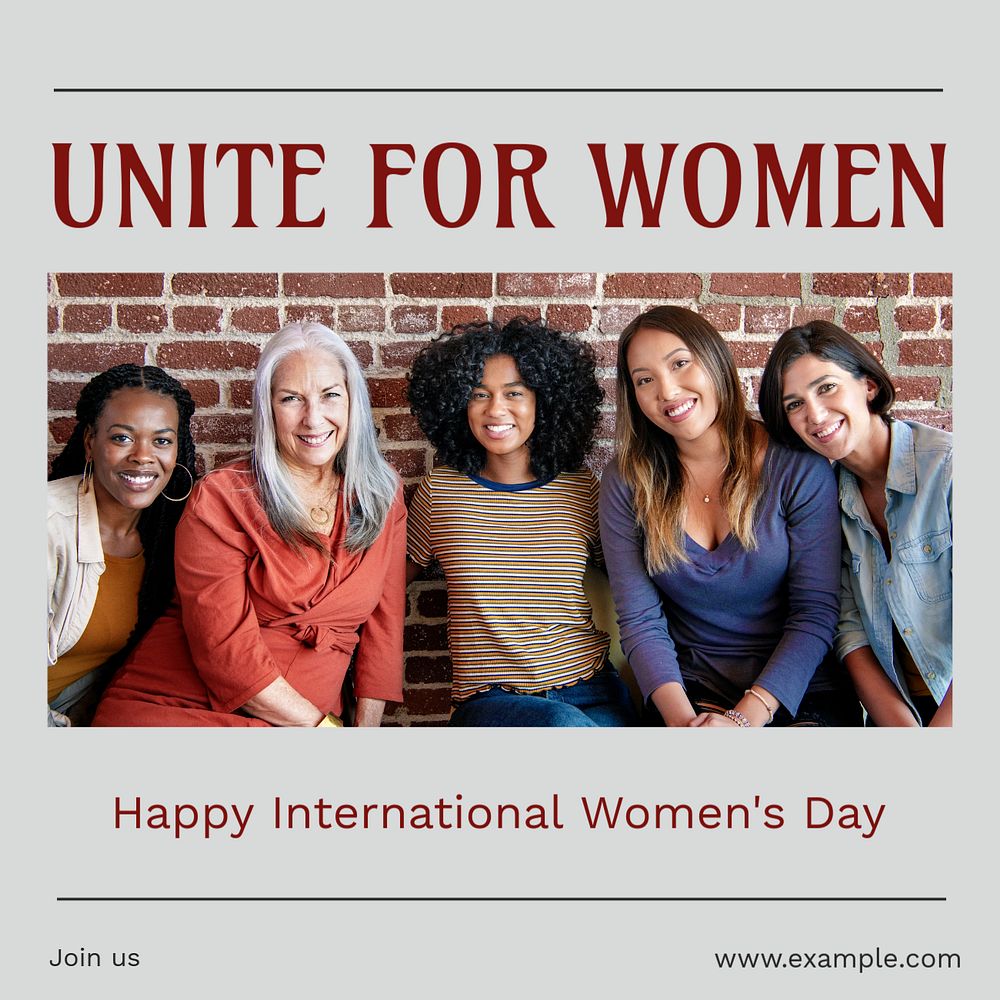 Unite for women  Instagram post template, editable text