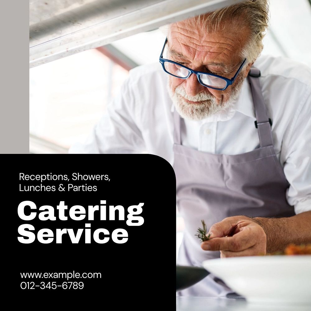 Catering service Instagram post template, editable text