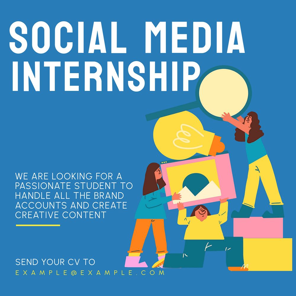 Social media internship  Instagram post template, editable text