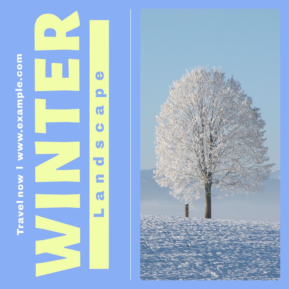 Winter landscape  Instagram post template, editable text