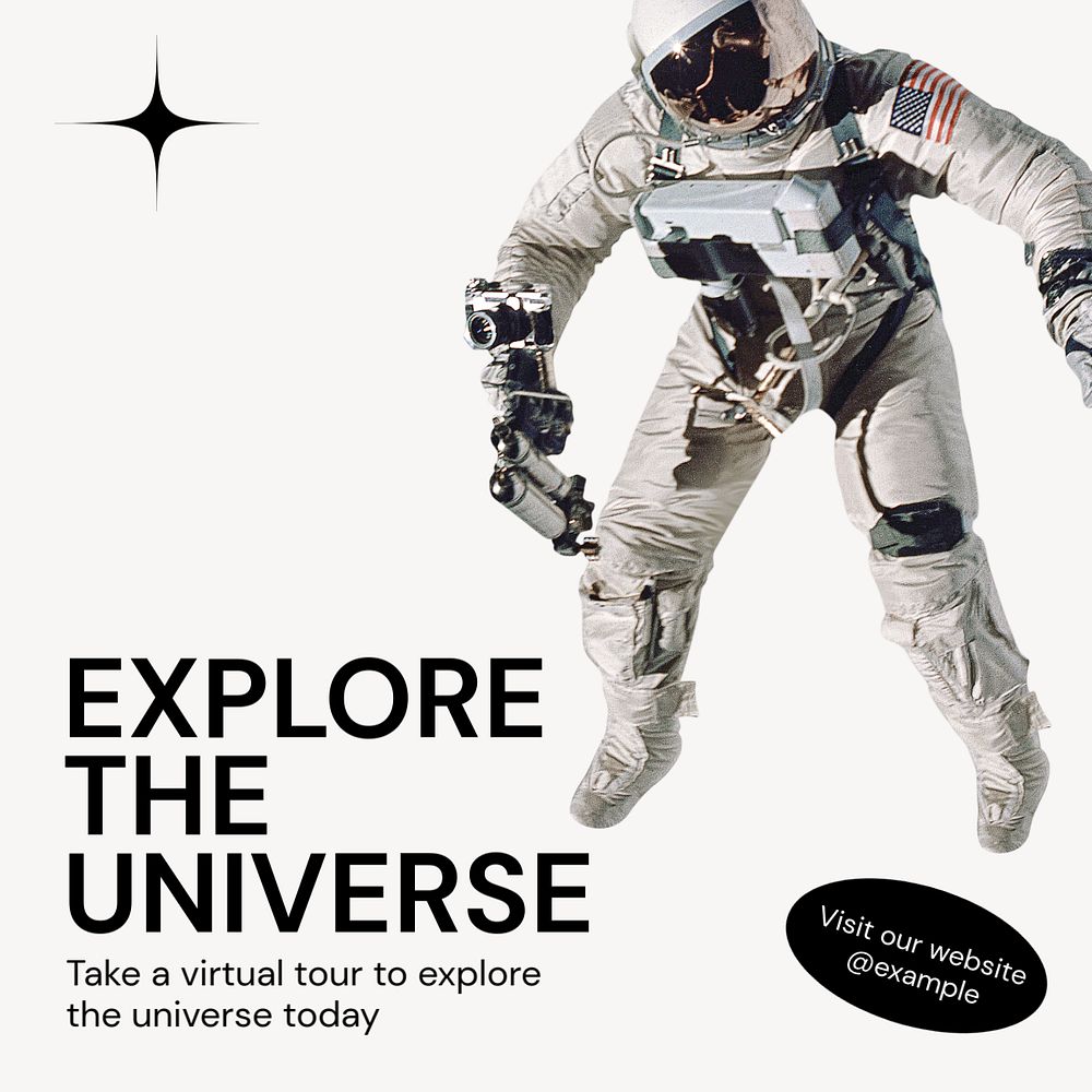 Explore the universe  Instagram post template, editable text