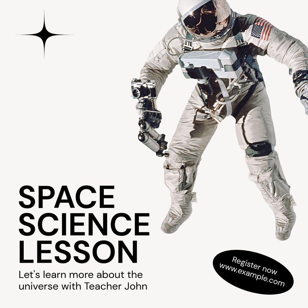 Space science lesson  Instagram post template, editable text