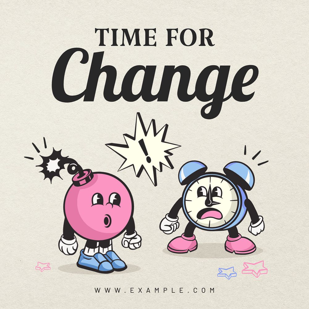 Time for change Instagram post template, editable text