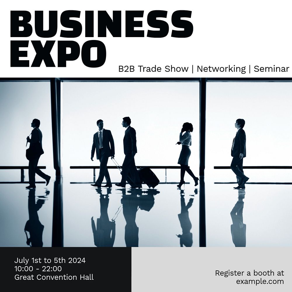 Business expo event Instagram post template, editable text