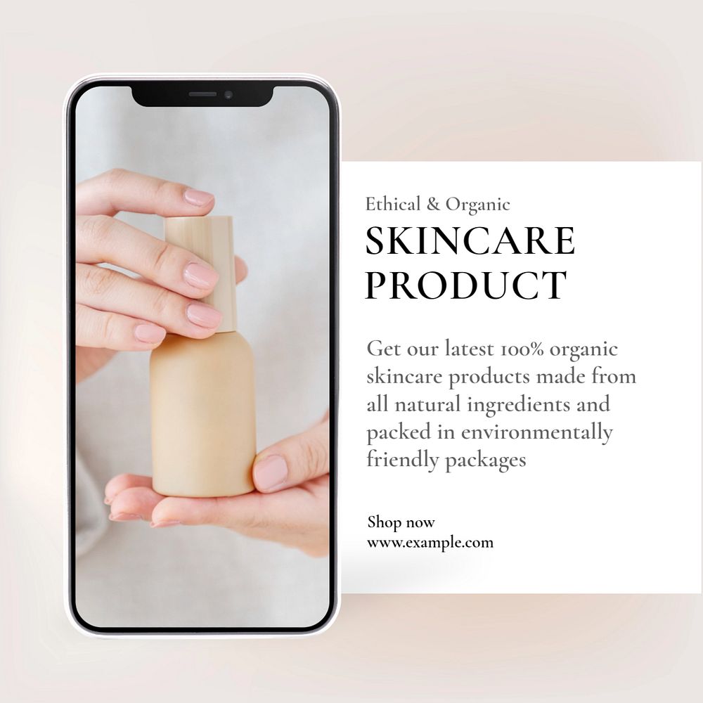 Skincare product Instagram post template, editable text