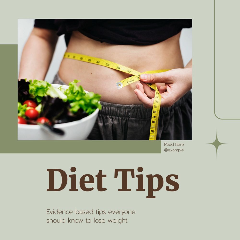 Diet tips  Instagram post template, editable text