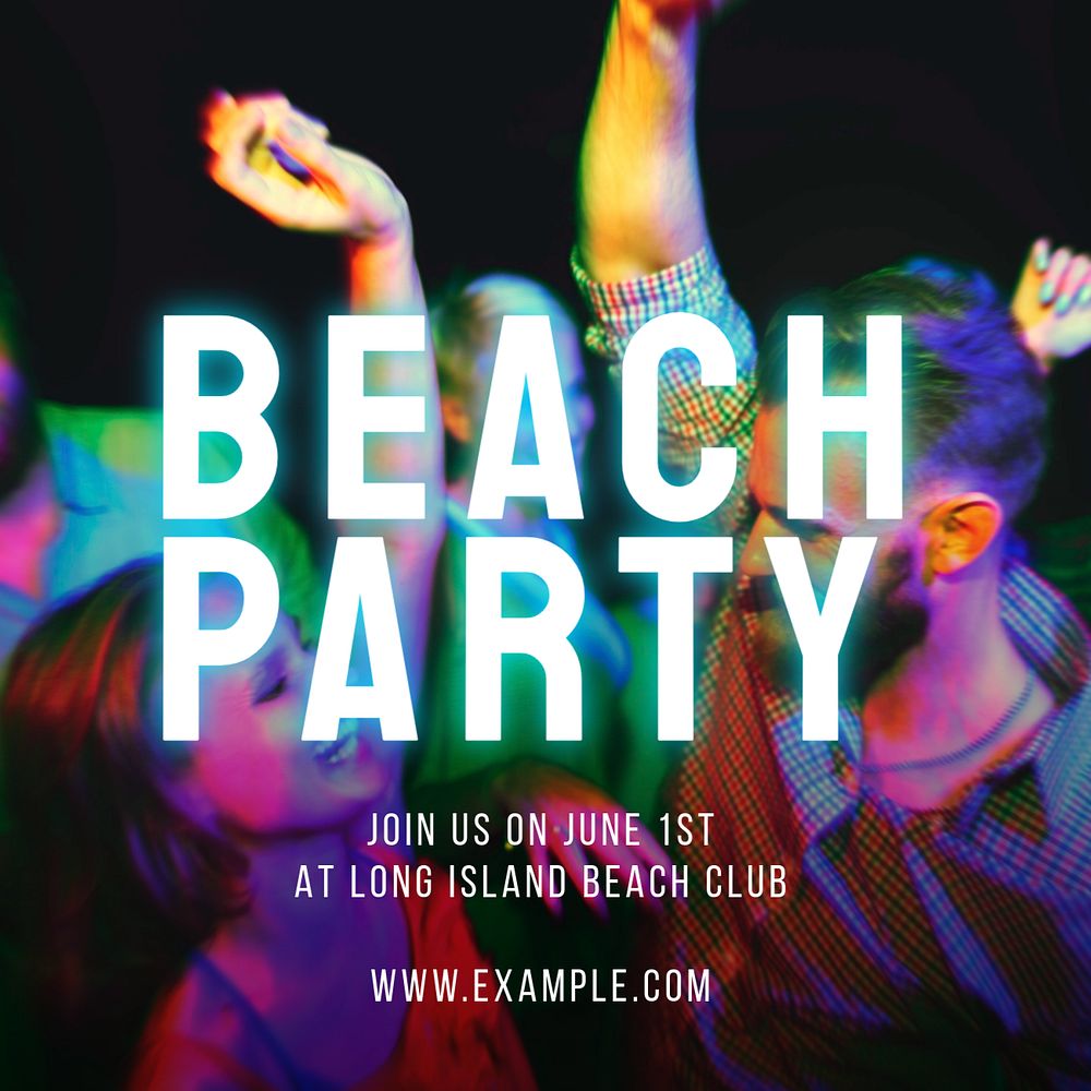 Beach party  Instagram post template, editable text