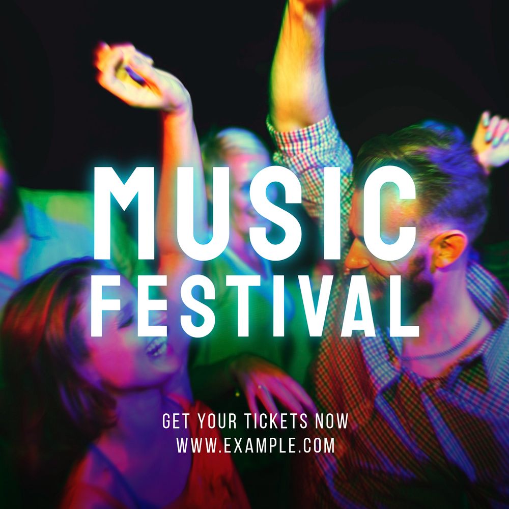 Music festival  Instagram post template, editable text